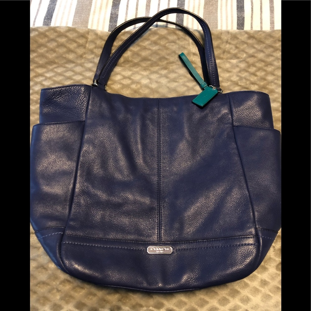 Coach pebbled cobalt blue leather bag